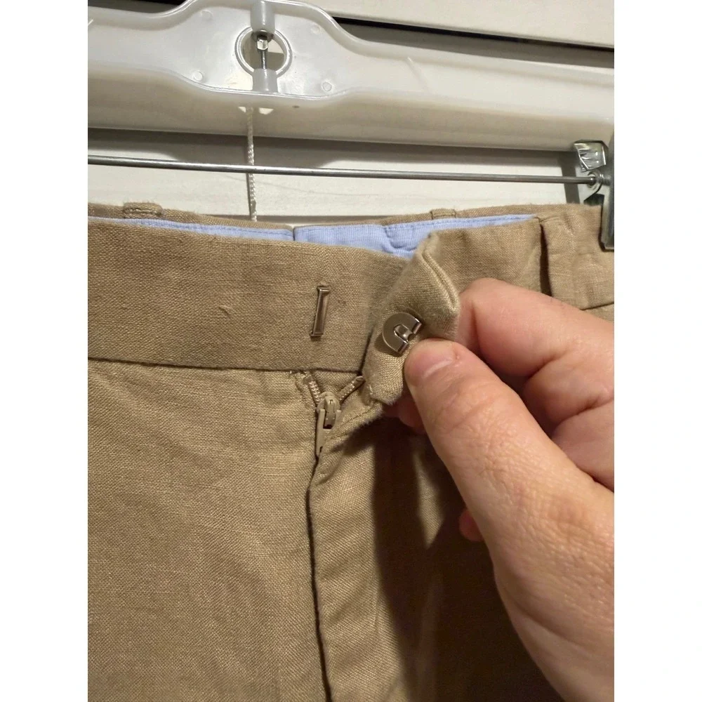 Polo‎ Ralph Lauren Men Tan Linen Blend Chino Pants 44x30 Flat Front